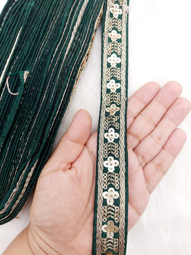 Art Silk Trim with Gold Embroidery and Sequins Indian Sari Border Trim By 3 Yards Decorative Trim Craft Lace, 10 Colours